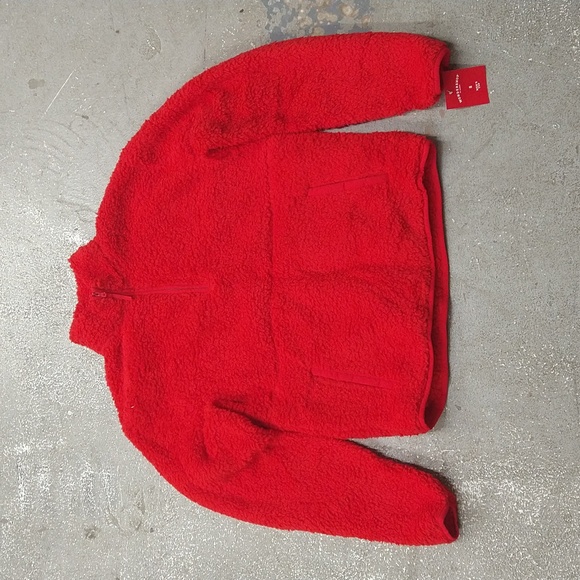 NEW! Men's Faux Shearling Matching Family Half Zip Pullover, Red - Picture 2 of 10